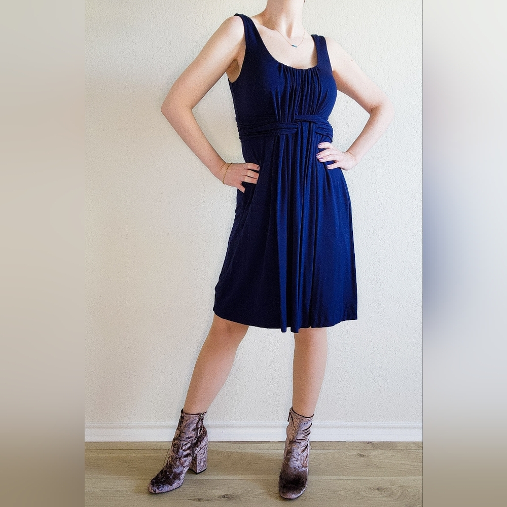 Soma Soft Jersey Navy Midi Dress, Size M